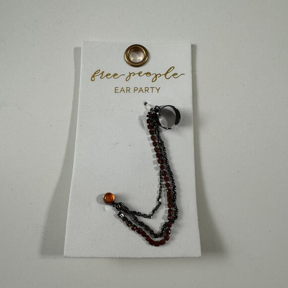 NWT FREE PEOPLE Ear Party Ear Cuff Black Orange - Picture 1 of 2